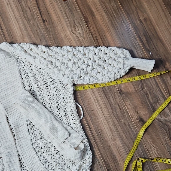 ba&sh Kyr Long Sleeve Open Front Sweater Cardigan ecru/off white Women’s Small - Picture 11 of 13